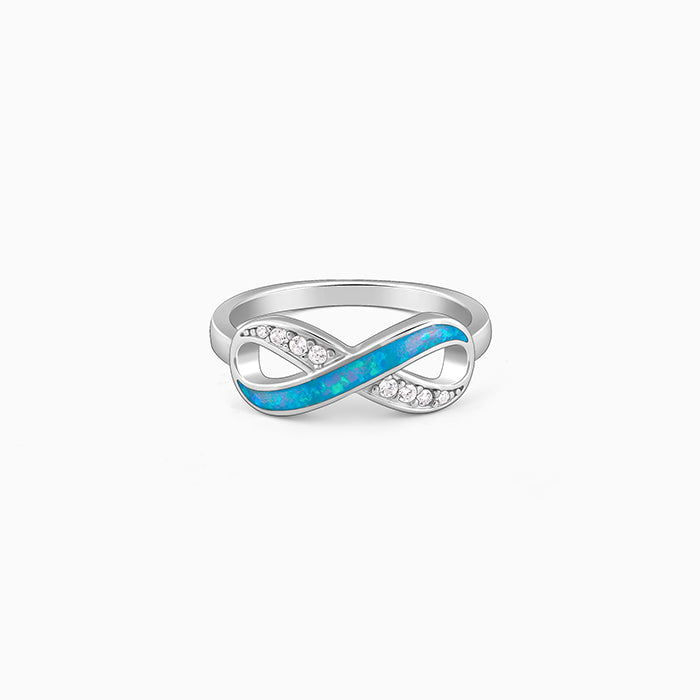 Silver infinity ring with zircons and inlay work for women from GIVA Sky High collection.