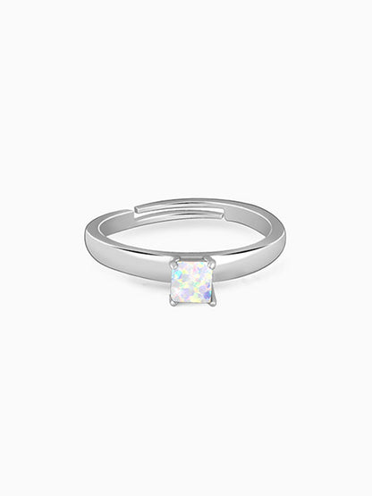 Silver Opal Square Ring