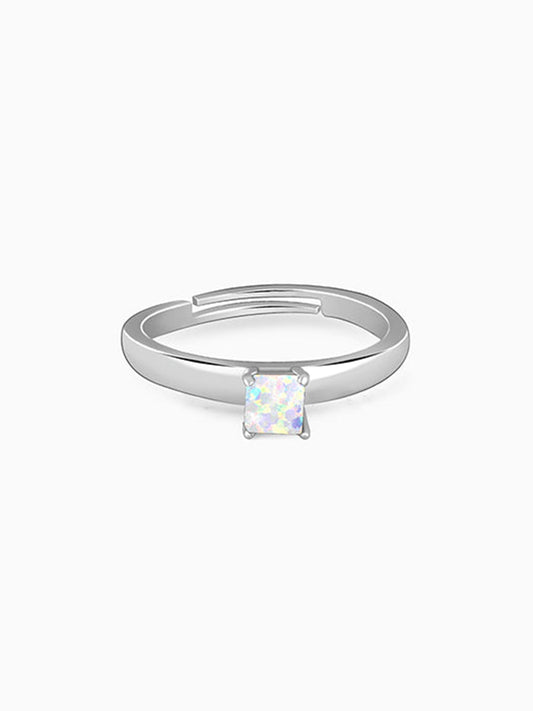 Silver Opal Square Ring