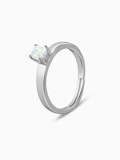 Silver Opal Square Ring