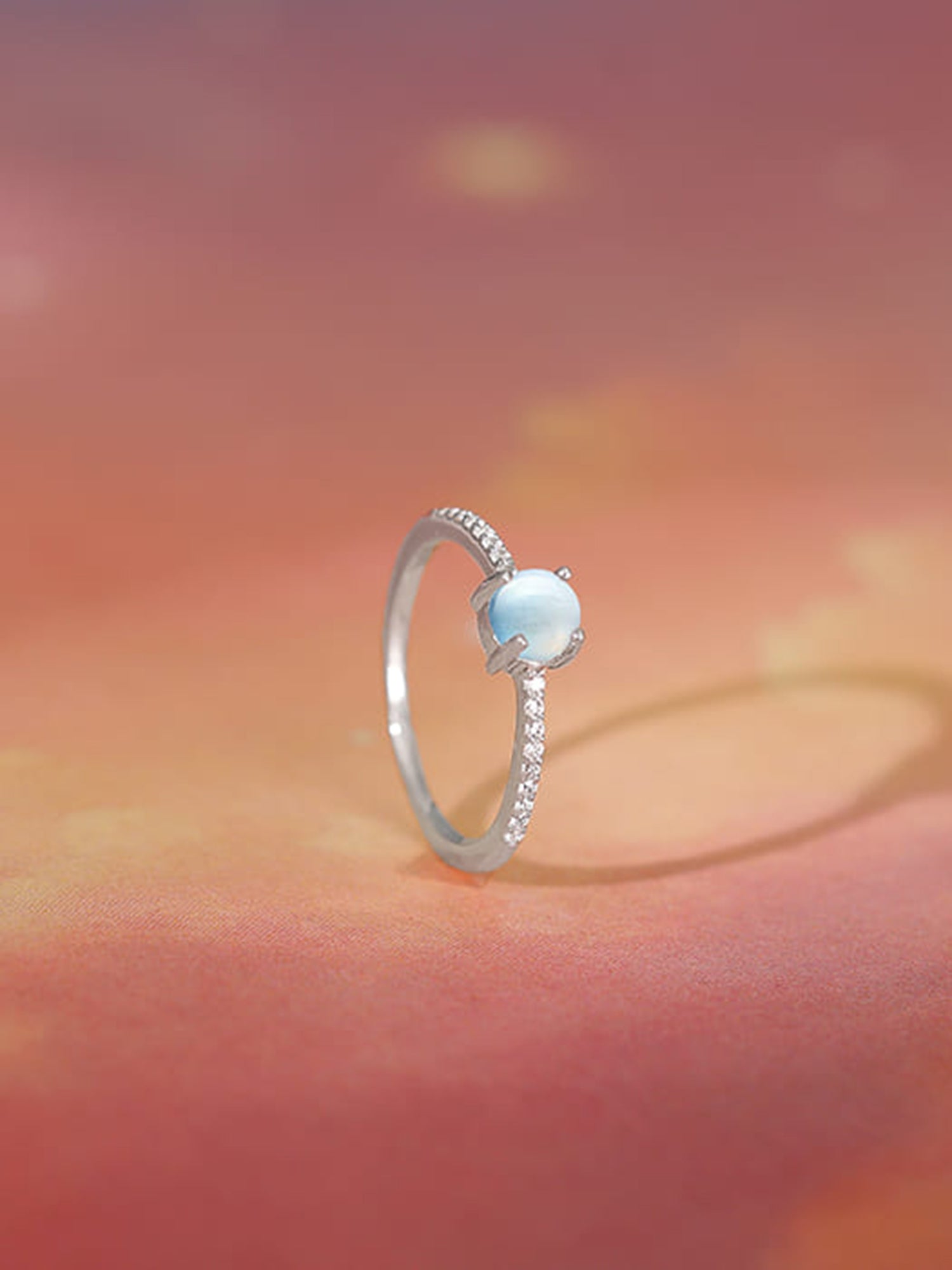 Silver Sparkling Moonstone Ring