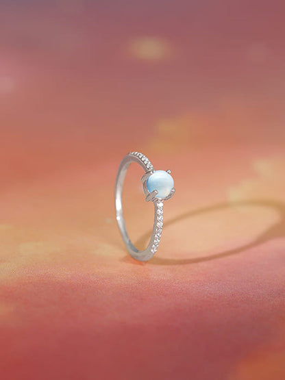 Silver Sparkling Moonstone Ring