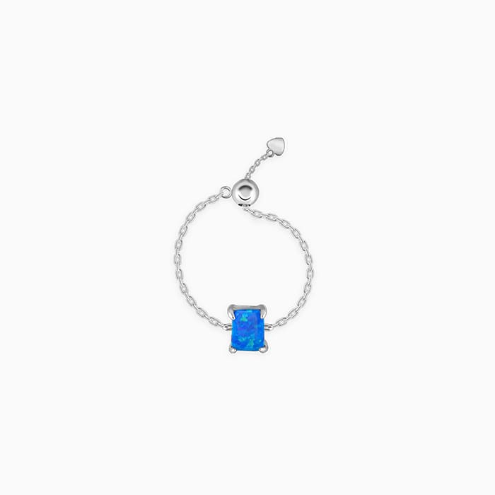 Silver Opal Rectangle Chain Ring - view 5