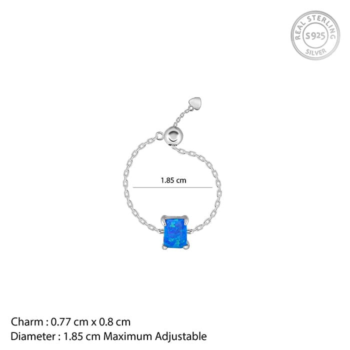Silver Opal Rectangle Chain Ring - view 6