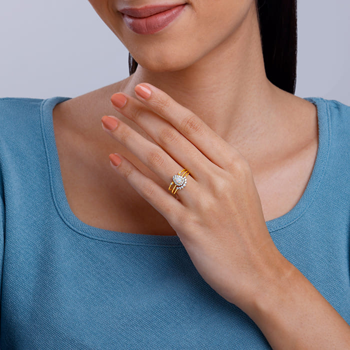 Golden Sunbeam Teardrop Ring - view 4