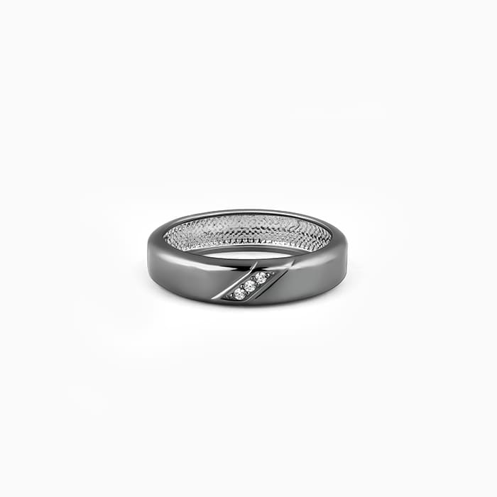 Black Rhodium Zirconia Band For Him - Image 1