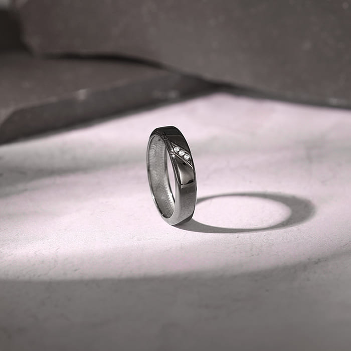 Black Rhodium Zirconia Band For Him - Image 1