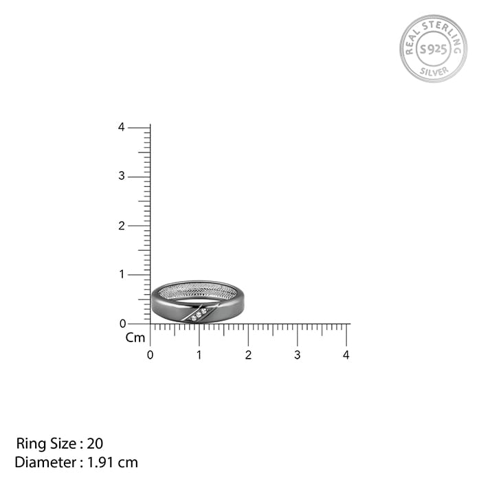 Black Rhodium Zirconia Band For Him - view 6