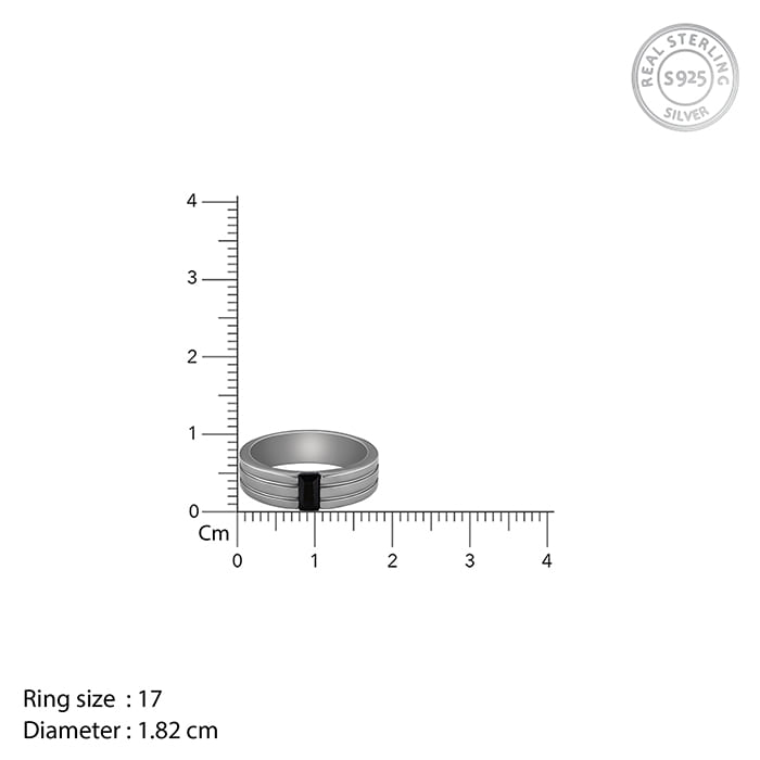 Black Rhodium Rectangular Ring For Him - view 5