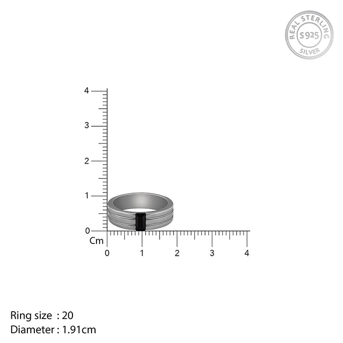 Black Rhodium Rectangular Ring For Him - view 6