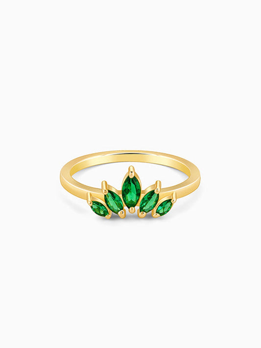 Golden Emerald Marquise Ring