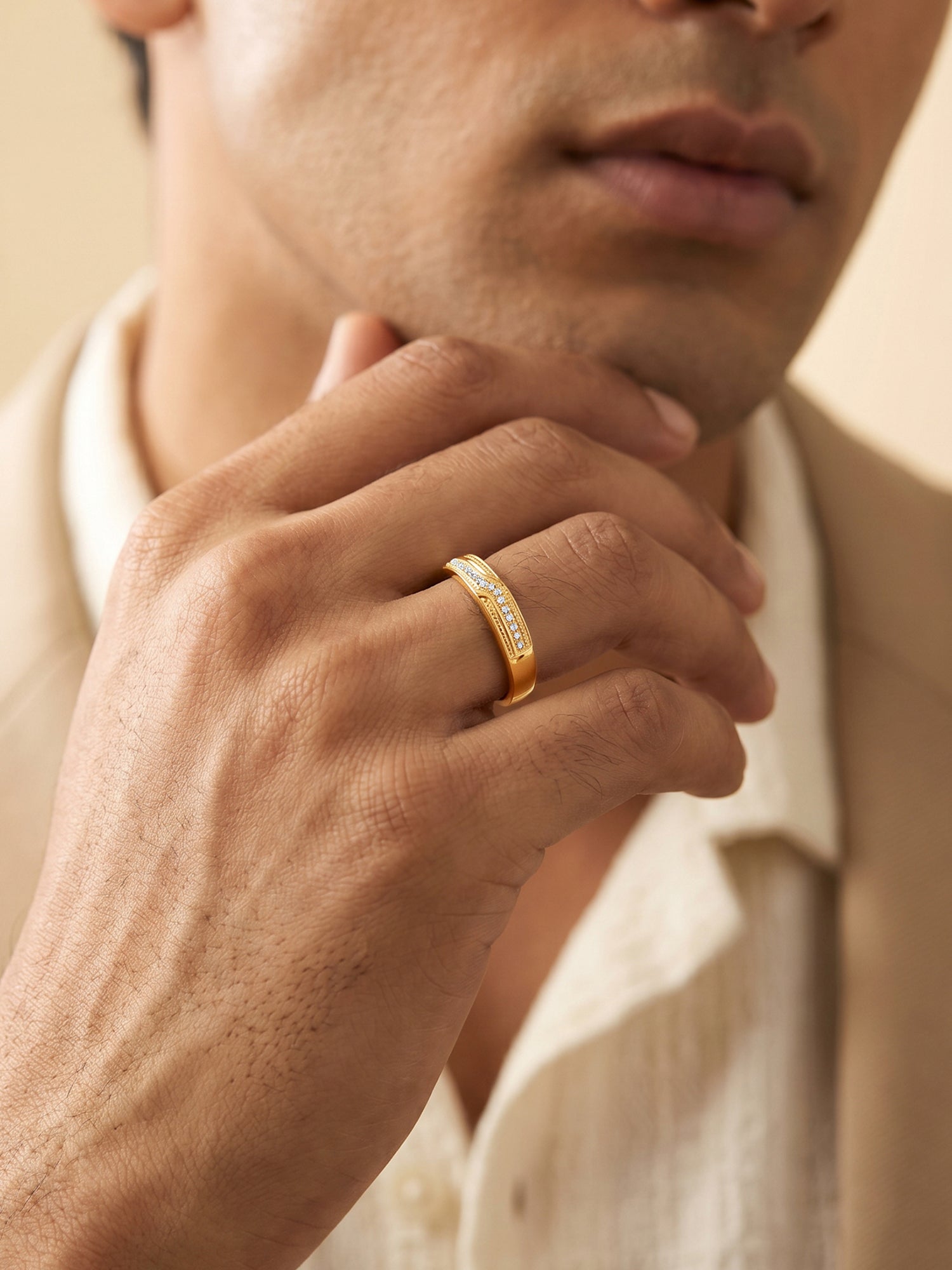 Golden Modest Leader Ring For Him