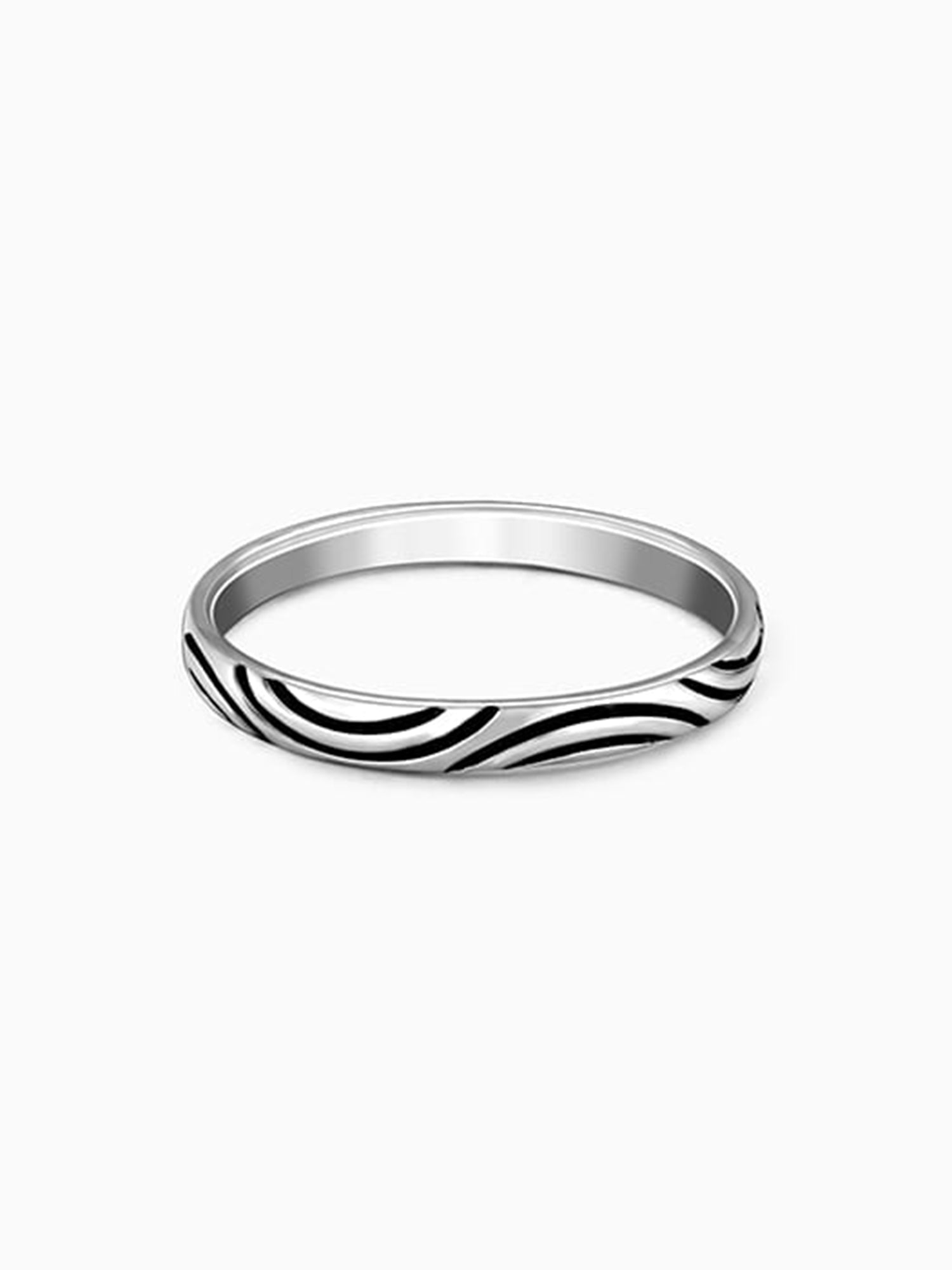 Oxidised Silver Vibrant Wave Ring For Him