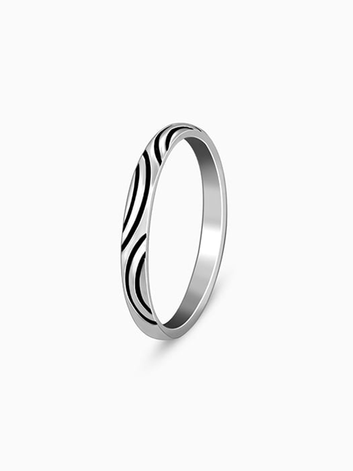 Oxidised Silver Vibrant Wave Ring For Him