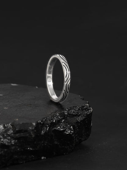 Oxidised Silver Vibrant Wave Ring For Him