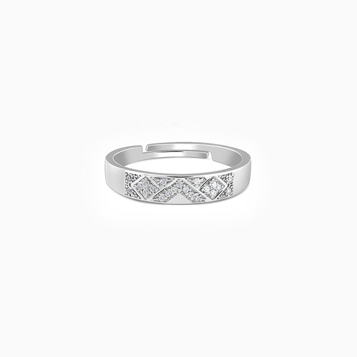 Silver Modern Minimalism Ring For Him - Image 1