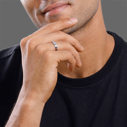 Silver Modern Minimalism Ring For Him
