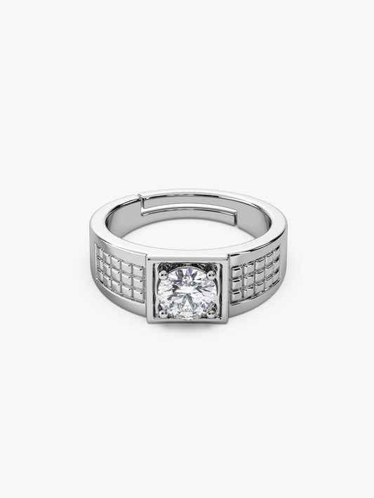 Silver Classic Stud Ring For Him