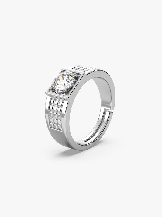 Silver Classic Stud Ring For Him