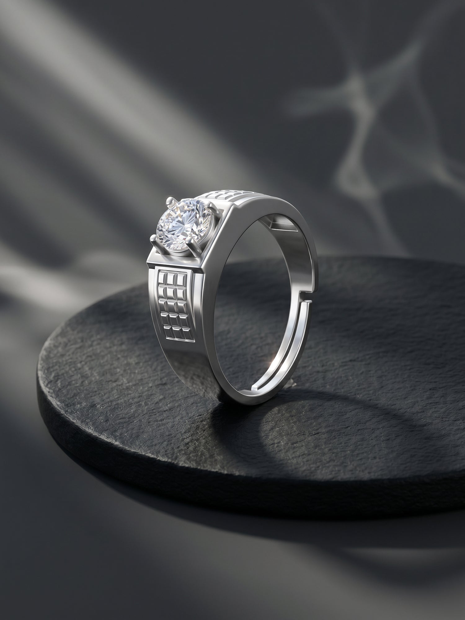 Silver Classic Stud Ring For Him
