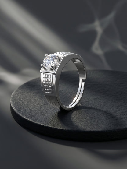 Silver Classic Stud Ring For Him