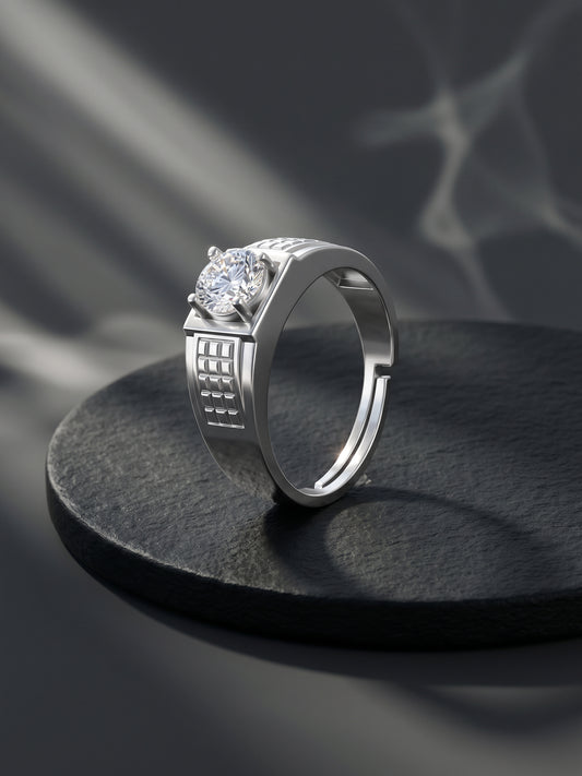 Silver Classic Stud Ring For Him