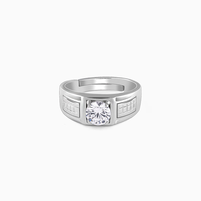 Silver Classic Stud Ring For Him