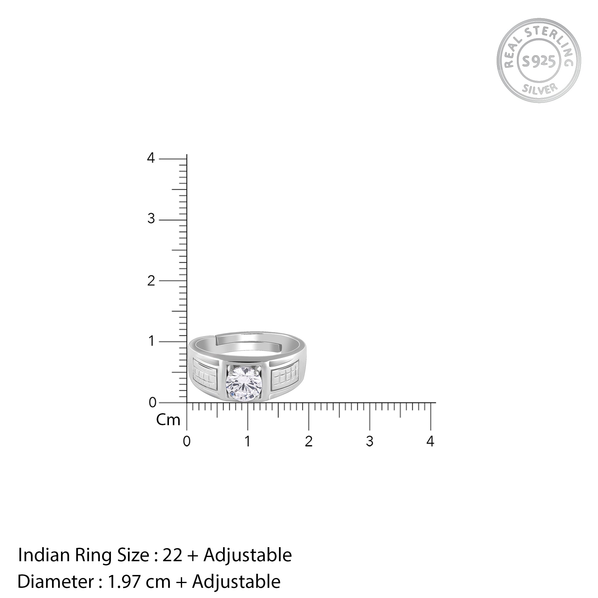 Silver Classic Stud Ring For Him - view 7