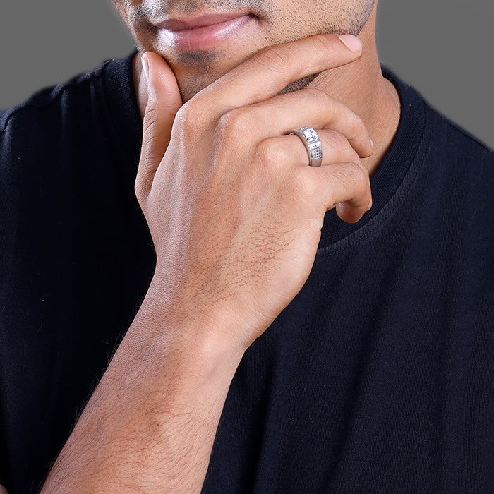 Silver Classic Stud Ring For Him - view 3