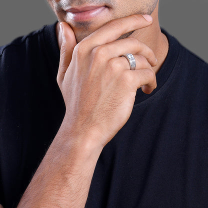 Silver Classic Stud Ring For Him