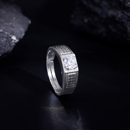 Silver Classic Stud Ring For Him