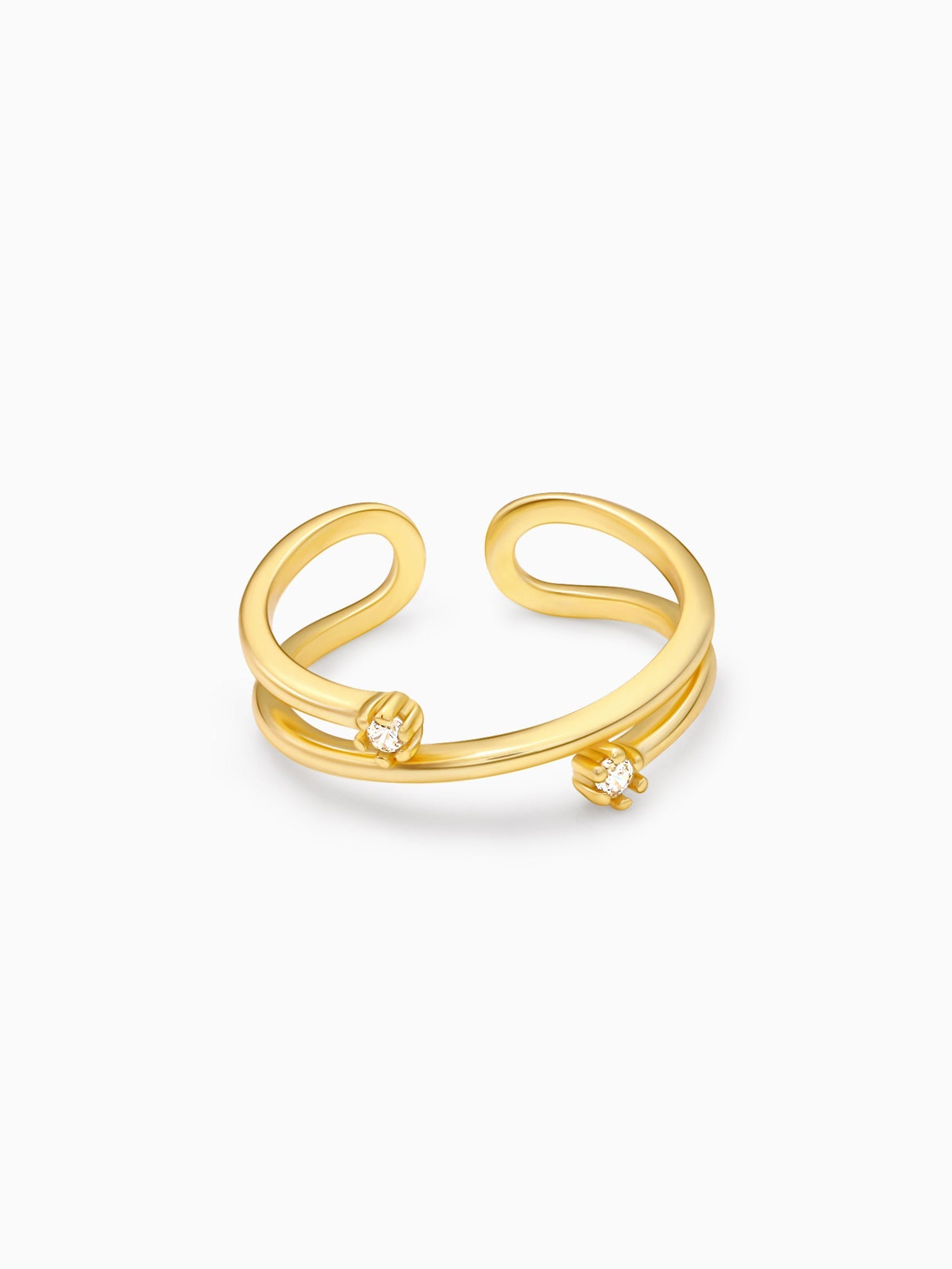 Golden Twist & Turn Zircon Ring