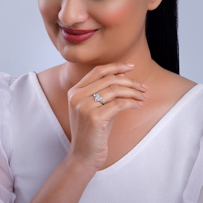 Silver Blush Heart Ring