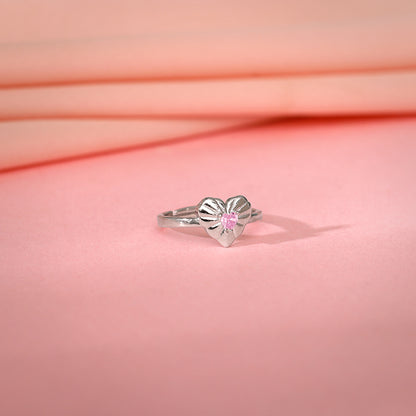 Silver Blush Heart Ring