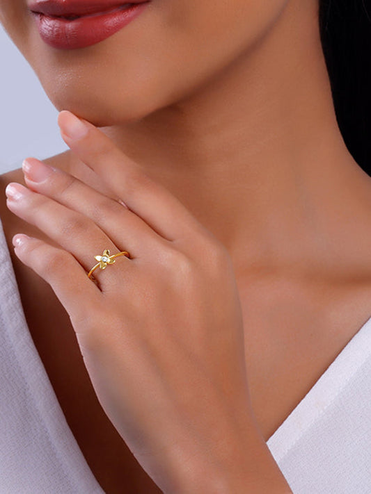 Golden Beautiful Orchid Ring