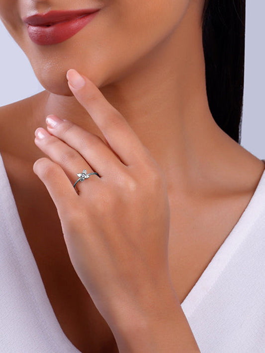 Silver Beautiful Orchid Ring