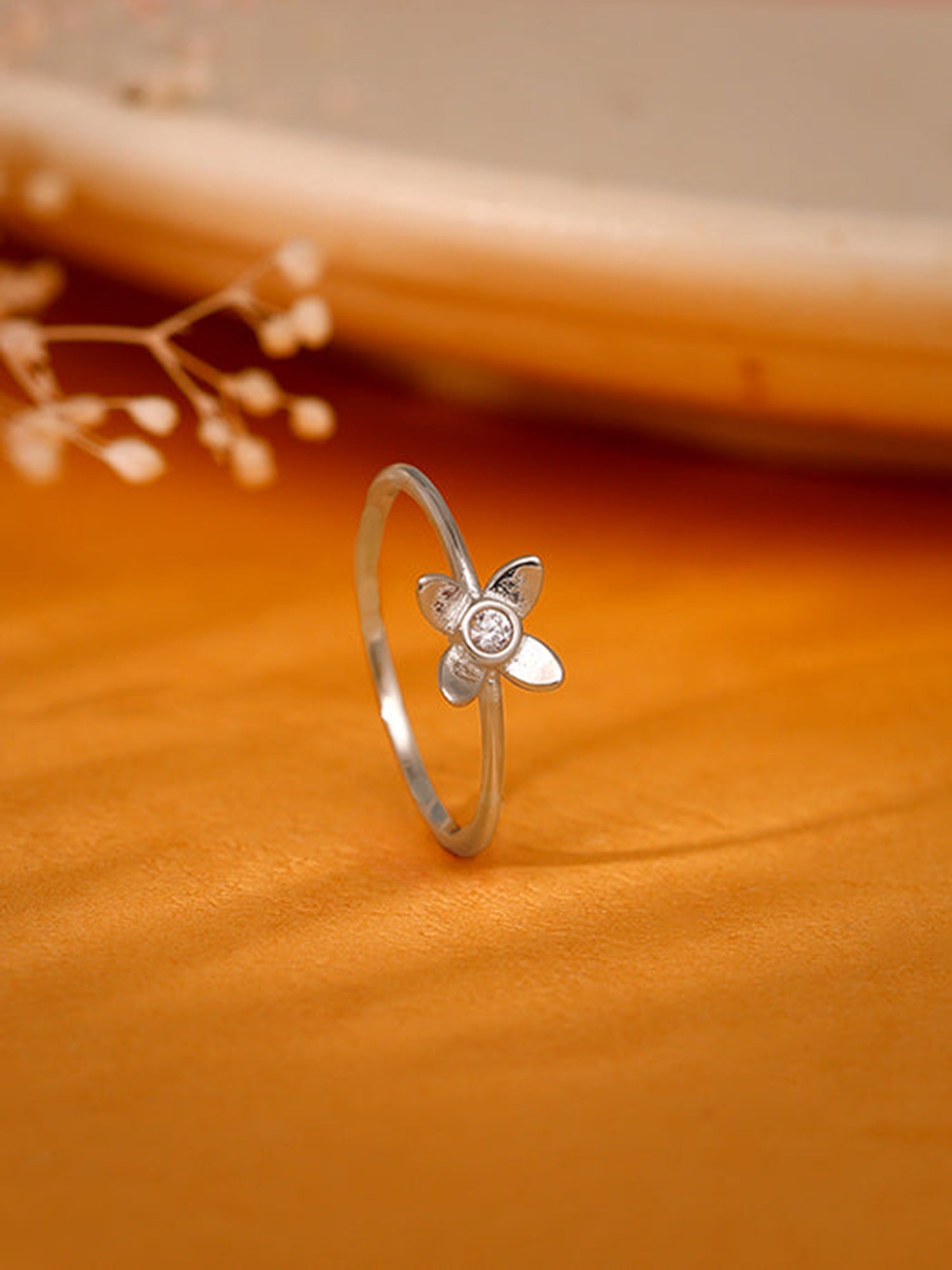 Silver Beautiful Orchid Ring