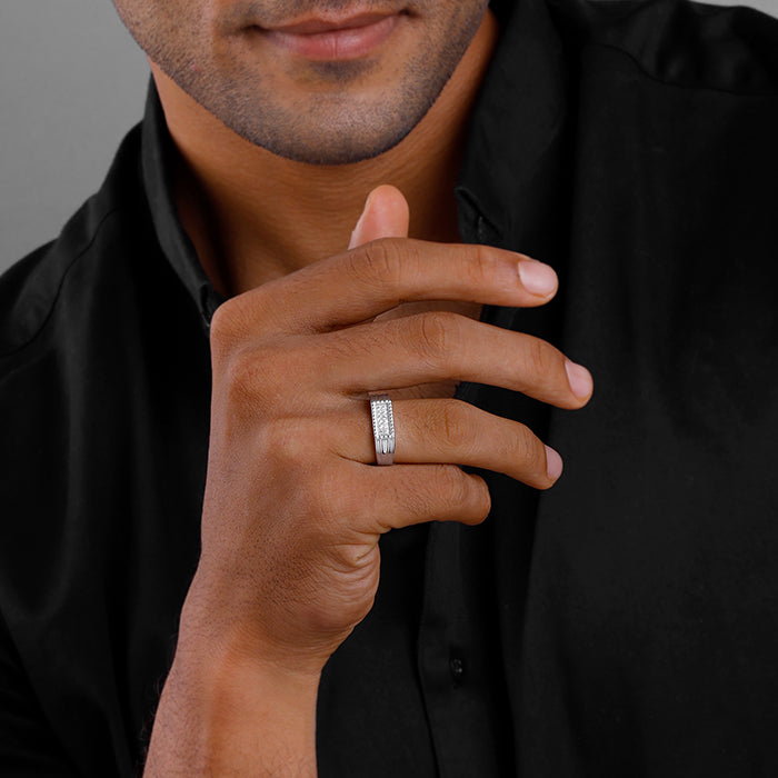 Silver Modern Simplicity Ring For Him - view 3