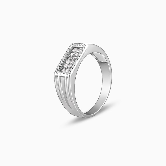Silver Modern Simplicity Ring For Him - view 4