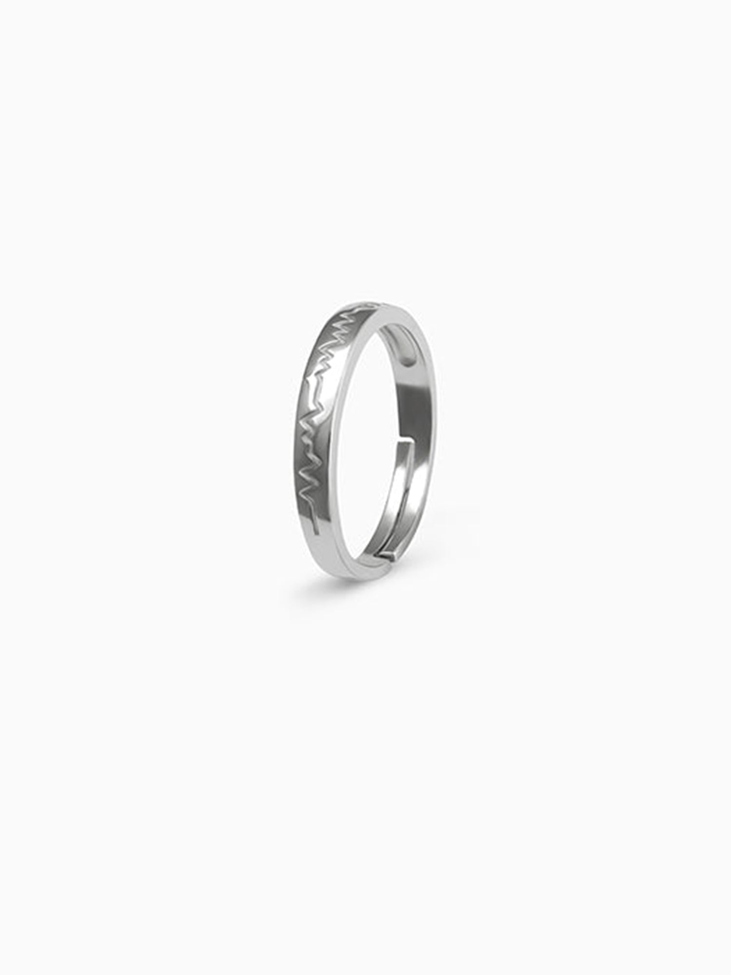 Silver Heartbeat Couple Rings