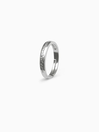 Silver Heartbeat Couple Rings