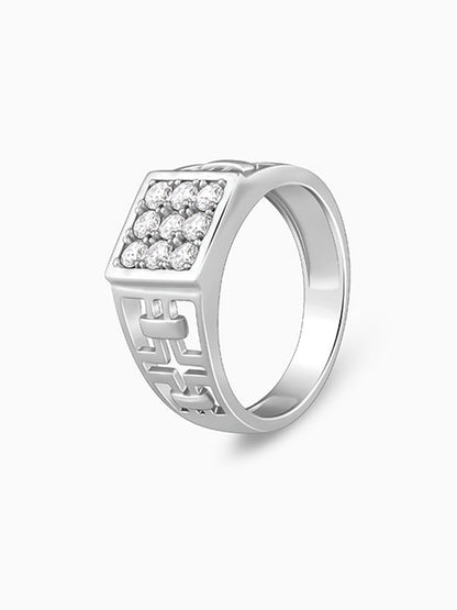 Silver Matrix Cross Ring For Him