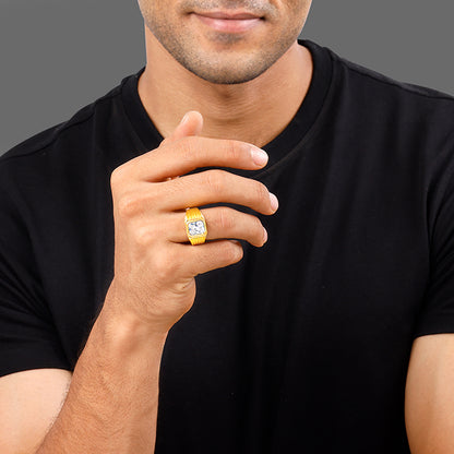 Golden Zircon Glory Ring For Him