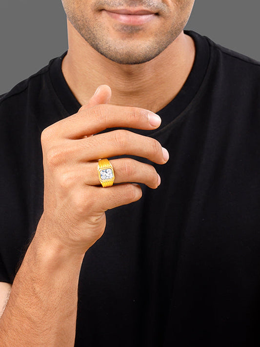 Golden Zircon Glory Ring For Him