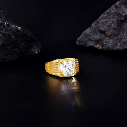 Golden Zircon Glory Ring For Him
