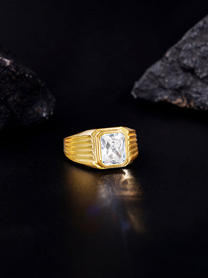 Golden Zircon Glory Ring For Him