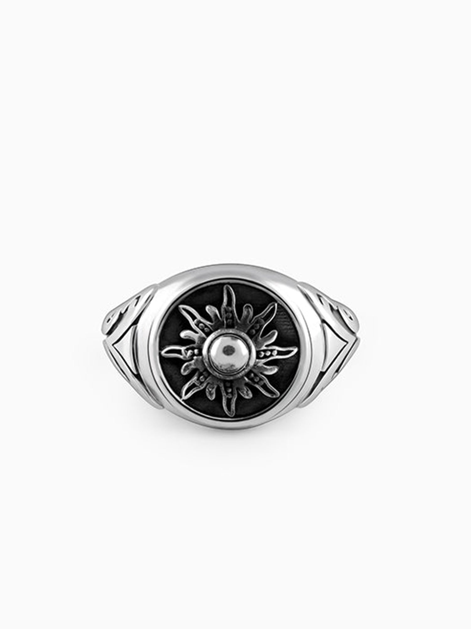 Oxidised Silver Solace Sun Ring for Him