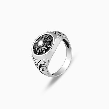 Oxidised Silver Solace Sun Ring for Him