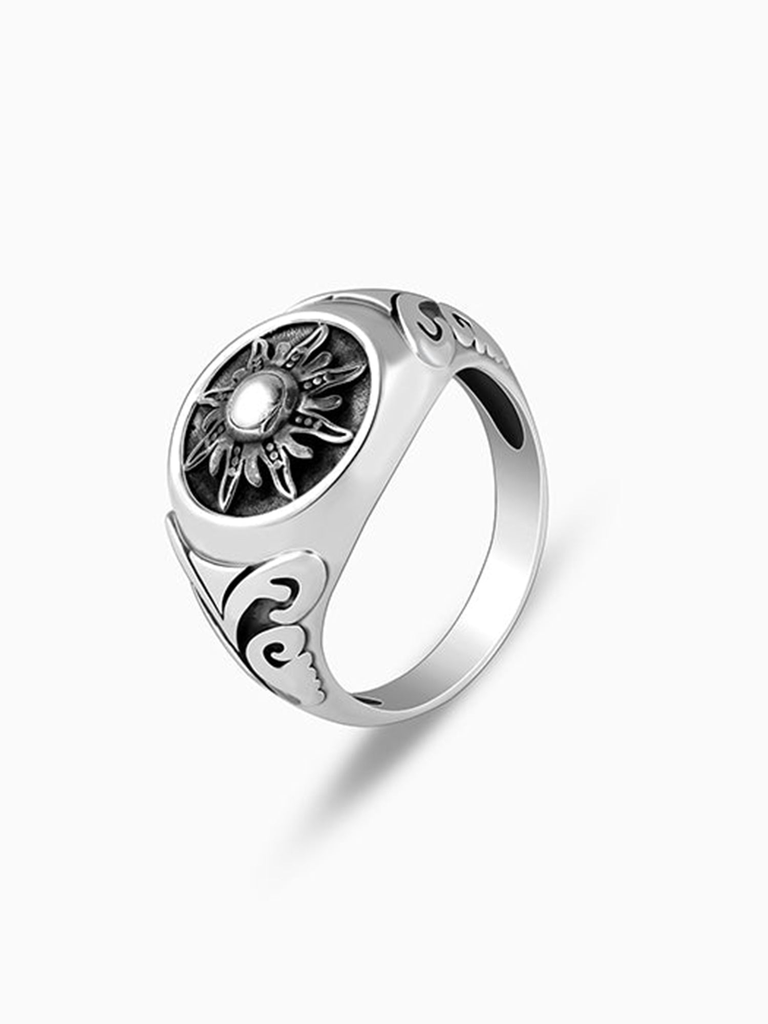 Oxidised Silver Solace Sun Ring for Him