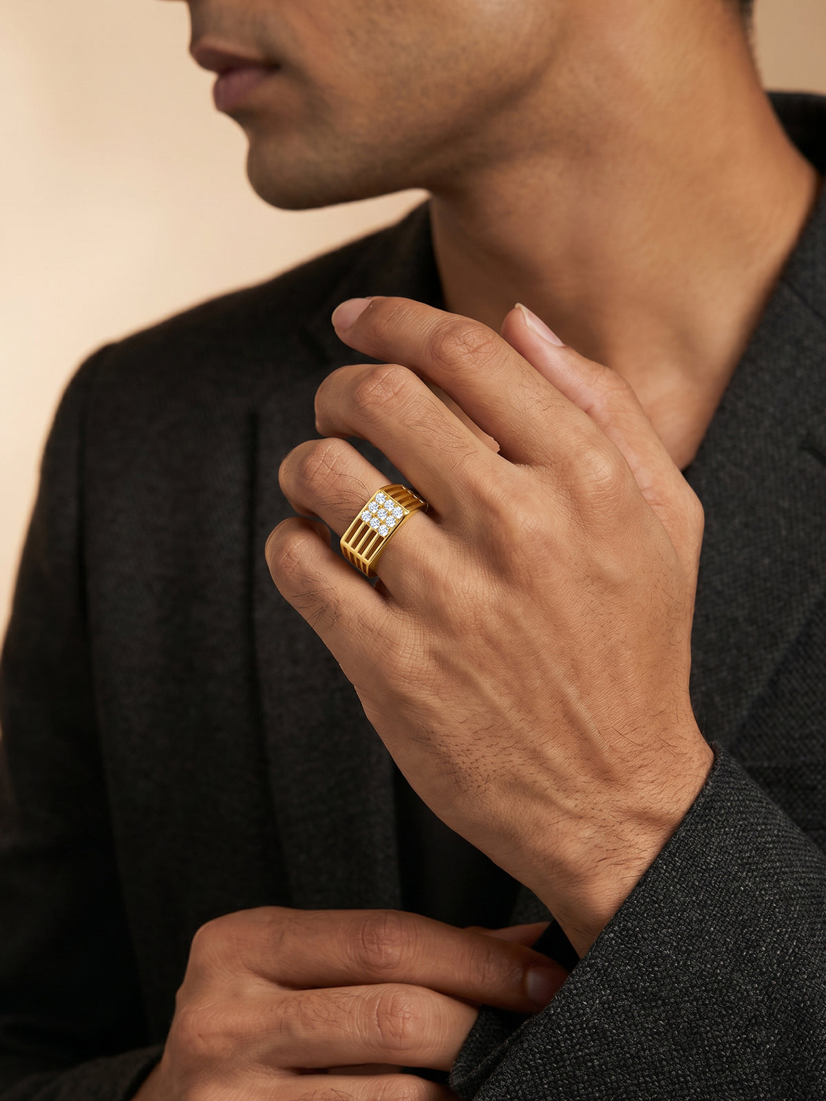 Golden Square in Rectangle Ring For Him